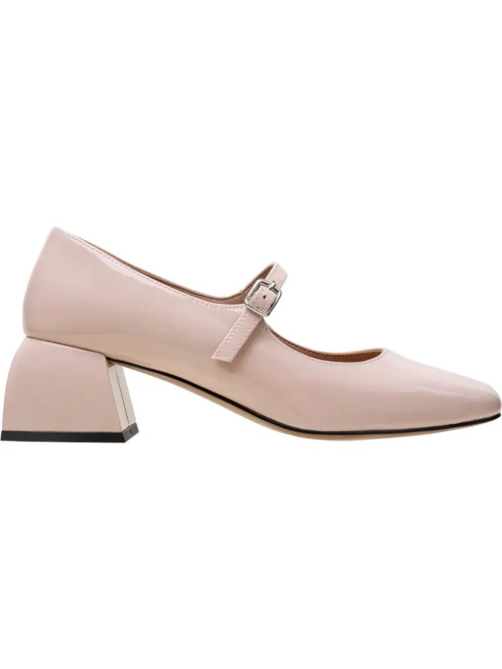 LINEA Paolo Nude Maryjanes Block Heel Shoes Patent Leather Monroe Beige Size 7